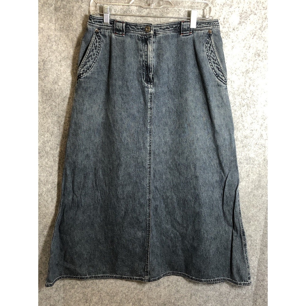 Vintage Ralph Lauren Skirt Womens 8 Blue Denim Flare Western Rodeo Classic